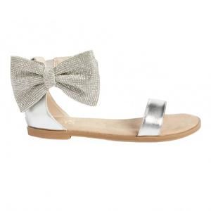 NEW YOSI SAMRA kids miss cambelle crystal bow sandal in silver